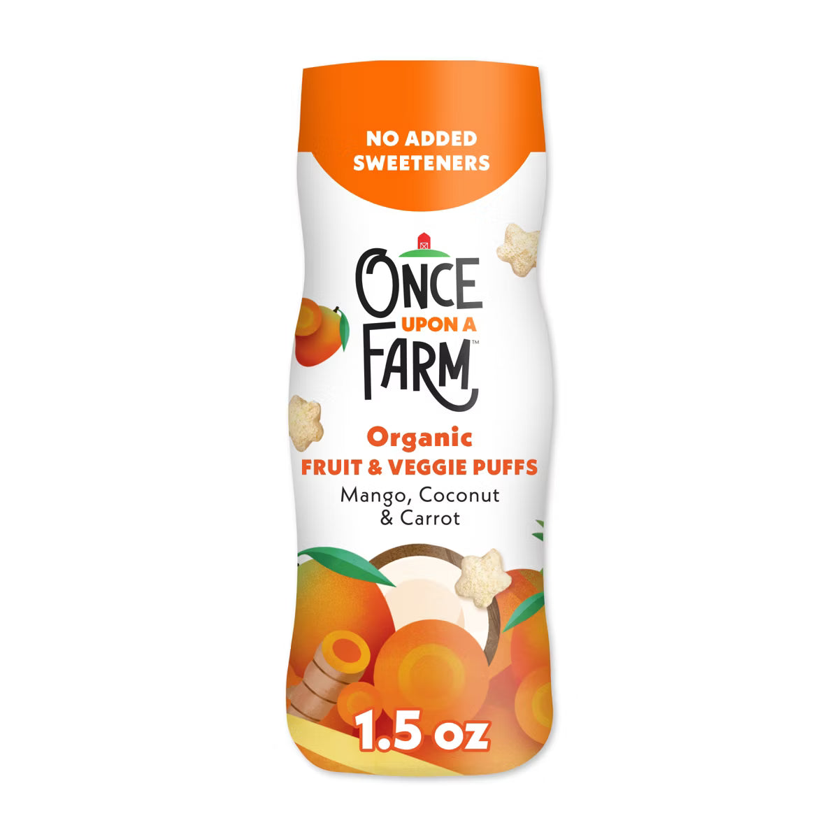 Once Upon a Farm -Snacks puffs orgánicos de mango, coco y zanahoria 43 g