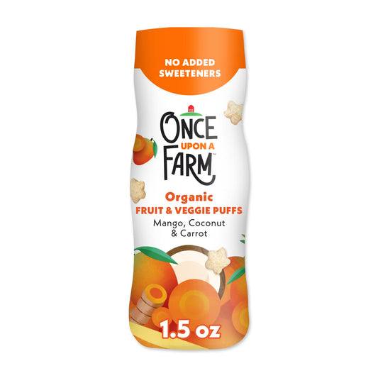 Once Upon a Farm -Snacks puffs orgánicos de mango, coco y zanahoria 43 g