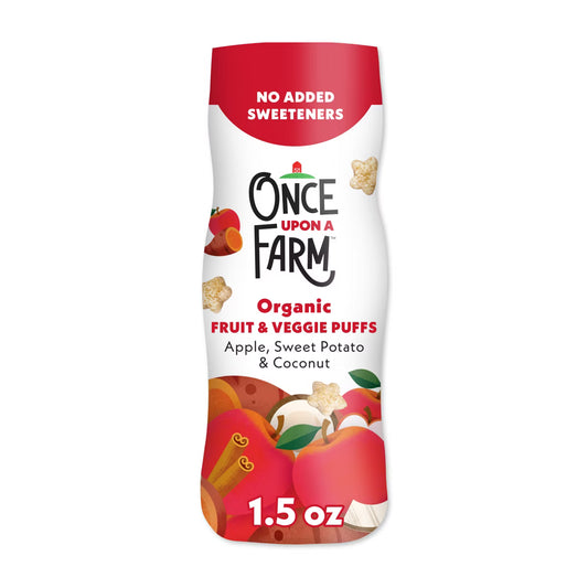 Once Upon a Farm -Snacks puffs orgánicos de manzana, camote y coco 43 g